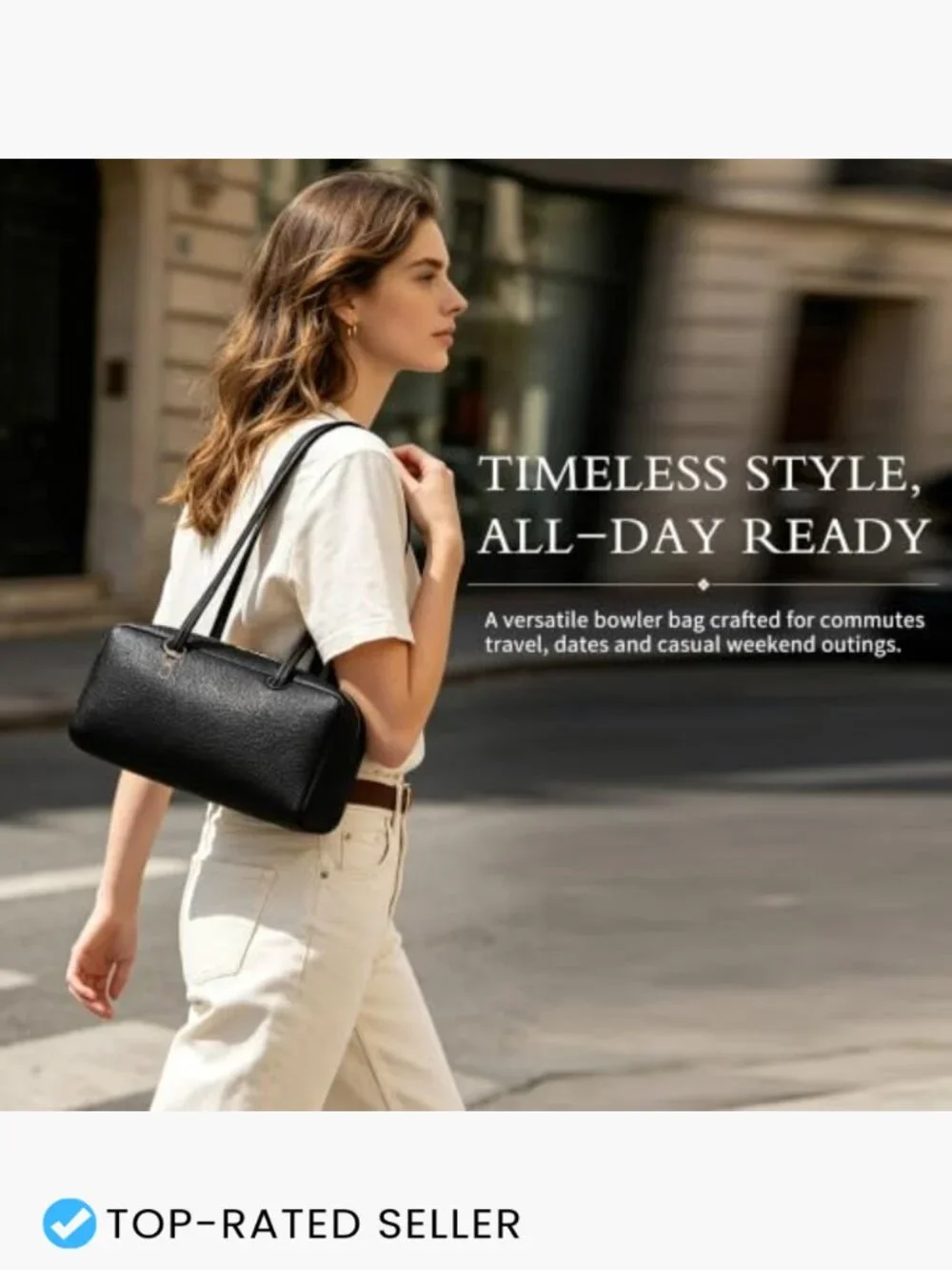 Slouchy Vegan Leather Bowler Tote Bag Shoulder Purse Work Office Travel Handbag